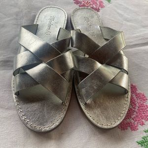 Madewell The Boardwalk Woven Silver Sandal